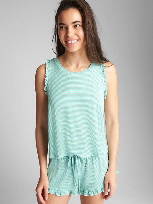 View large product image 1 of 1. Ruffle Print Tank Top
