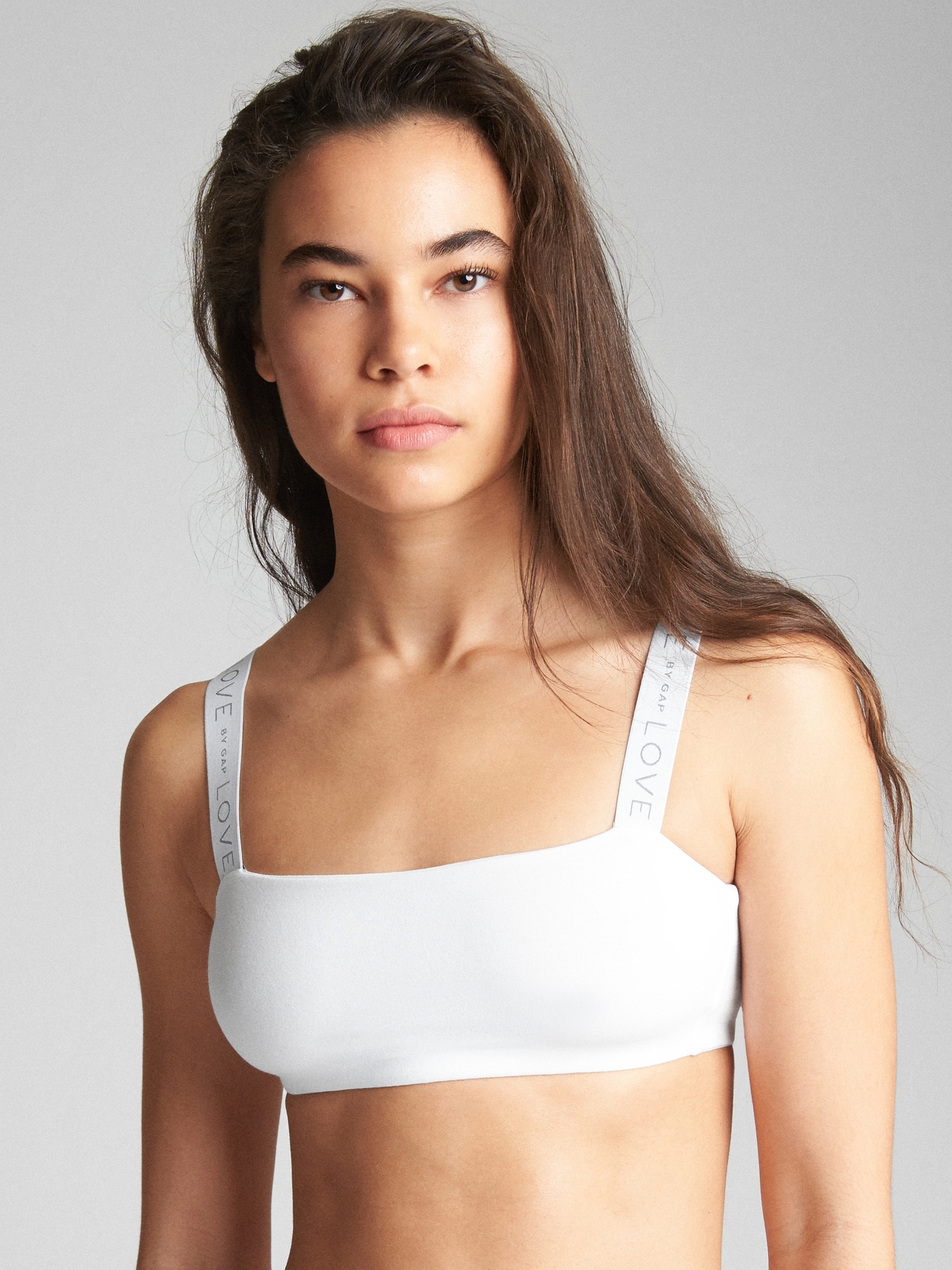 Logo Stretch Cotton Straight Neck Bralette Gap