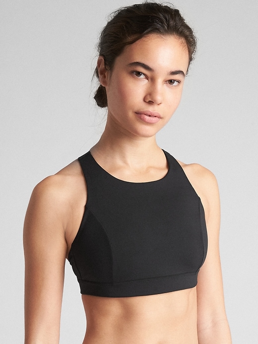 1 of 8 showing, with the color true black of product GapFit Sculpt Revolution High Support Sports Bra
