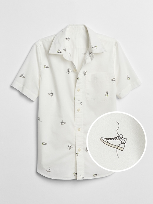 Image number 1 showing, Print Short Sleeve Shirt in Poplin