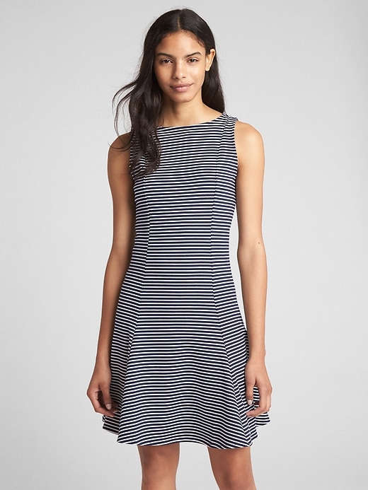 Image number 1 showing, Sleeveless Fluted Dress in Ponte