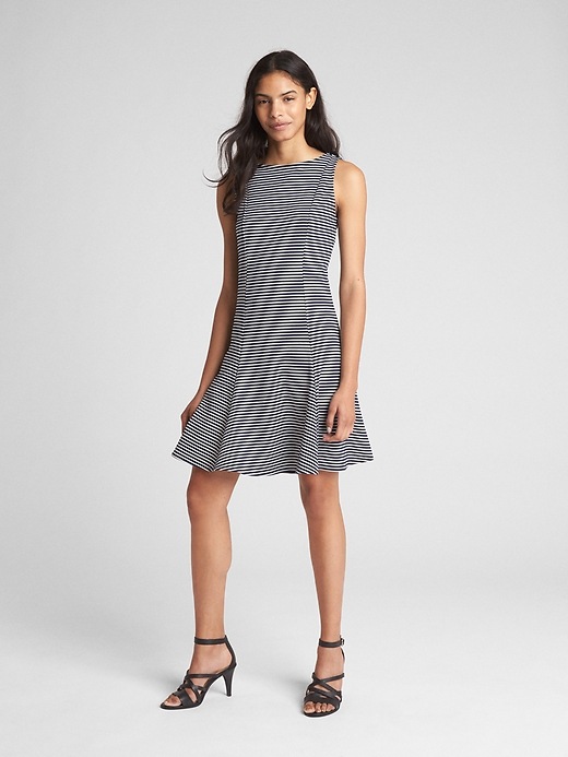 Image number 3 showing, Sleeveless Fluted Dress in Ponte