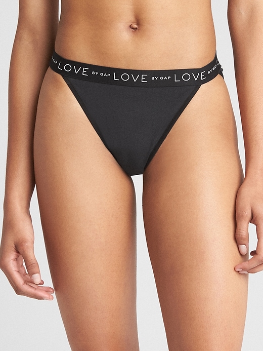 2 of 8 showing, with the color true black of product Logo Stretch Cotton High-Leg Brief