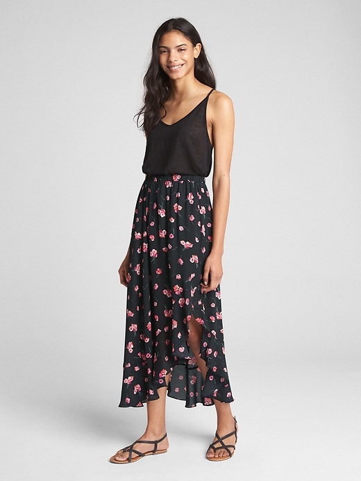 Image number 3 showing, Floral Ruffle Wrap Midi Skirt