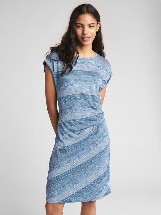Image number 1 showing, Softspun Stripe Gathered Waist Dress