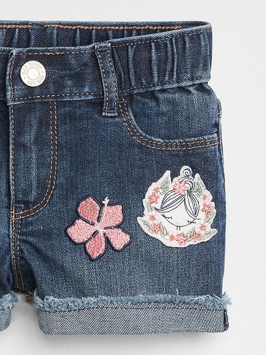 Image number 3 showing, Embroidery Patch Denim Shorts