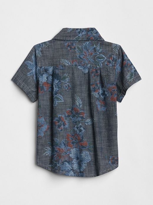 Image number 2 showing, Chambray Floral Short Sleeve Shirt