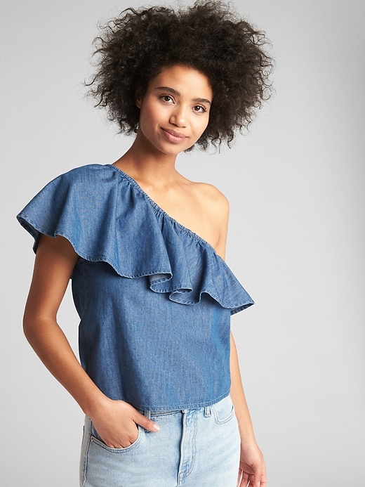 Image number 1 showing, One-Shoulder Ruffle Top