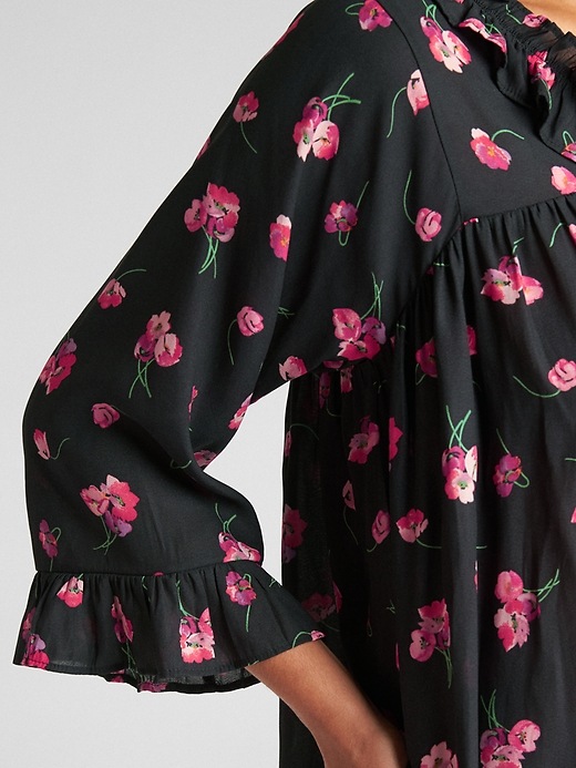 Image number 5 showing, Floral Print Tie-Neck Ruffle Blouse