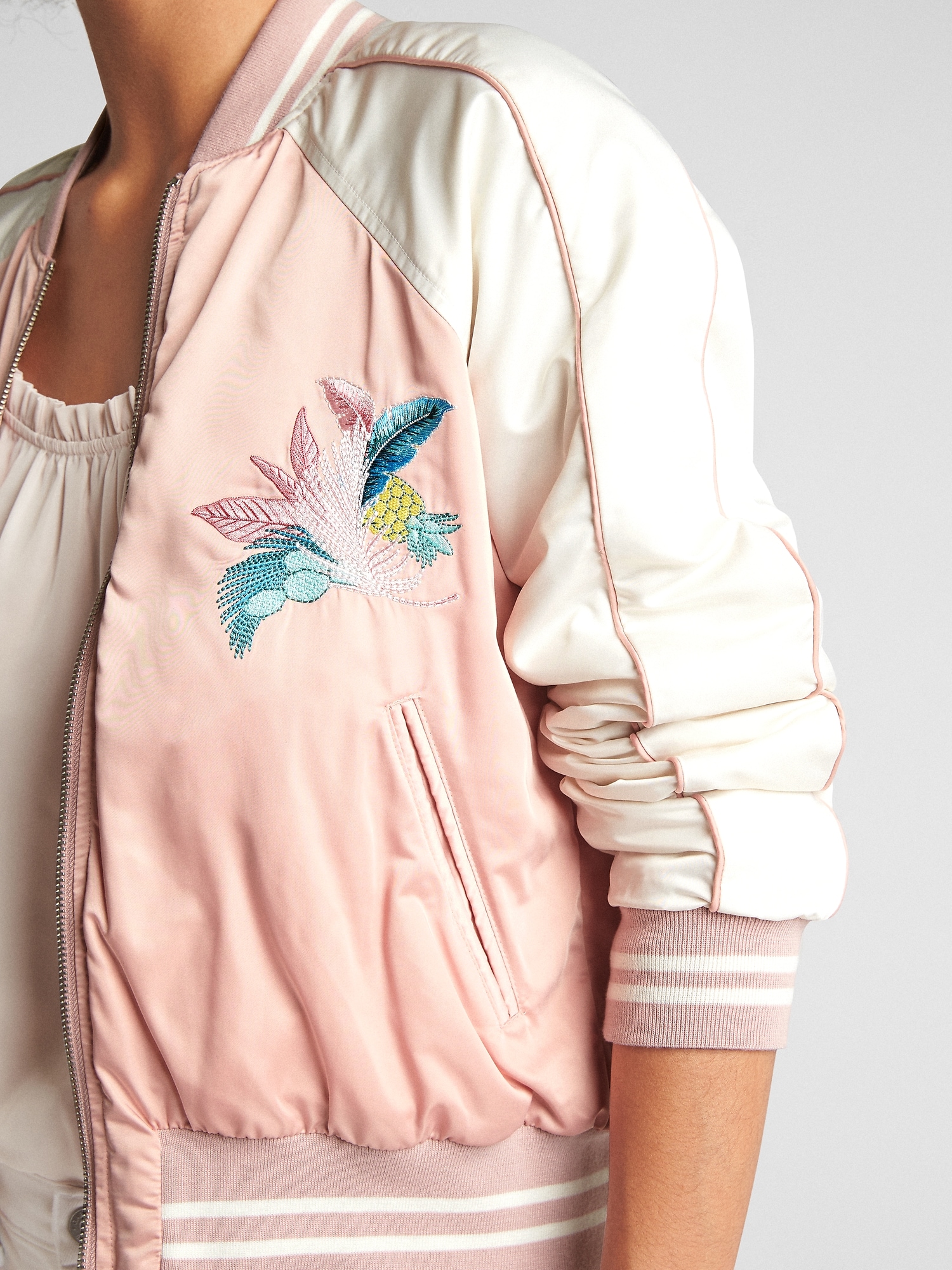 Floral Embroidery Souvenir Jacket Gap