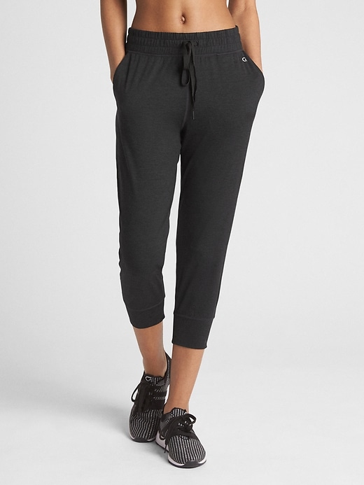 View large product image 1 of 1. GapFit Cropped Joggers in Brushed Jersey