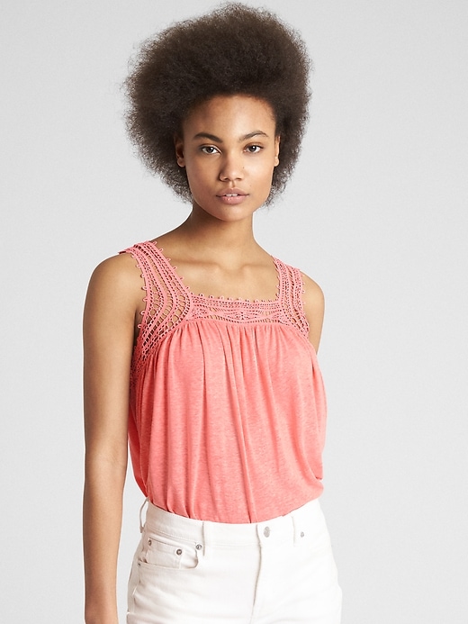 Image number 7 showing, Sleeveless Crochet-Detail Top