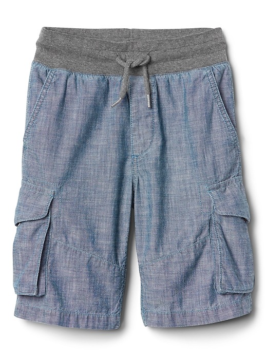 Image number 2 showing, Pull-On Cargo Shorts in Chambray