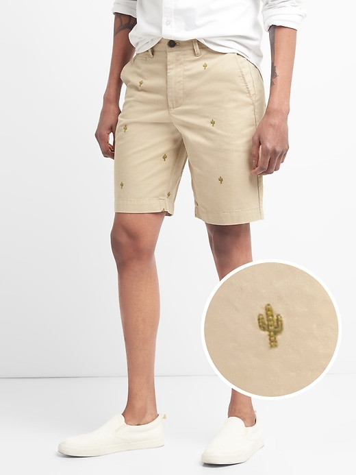 View large product image 1 of 1. 10" Embroidered Twill Shorts