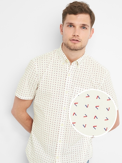 Image number 7 showing, Print Poplin Short Sleeve Shirt in Stretch