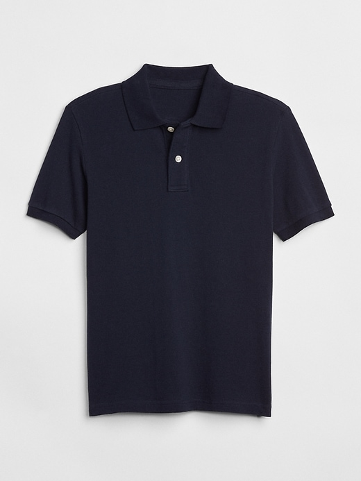 1 of 8 showing, with the color true indigo of product Kids Uniform Short Sleeve Polo Shirt