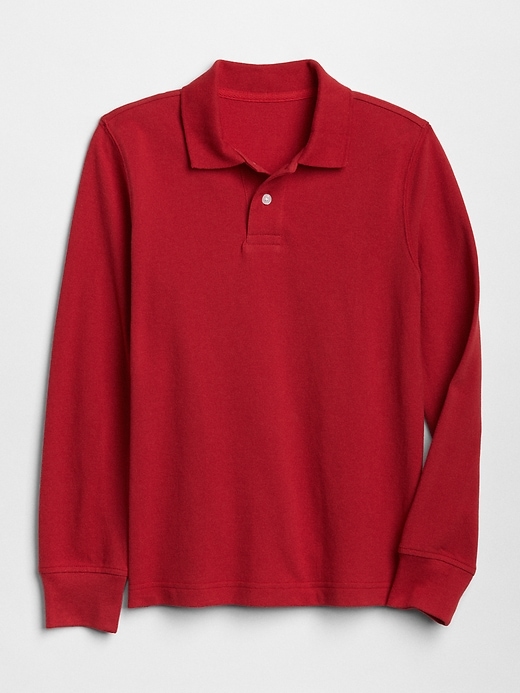 View large product image 1 of 1. Kids Uniform Long Sleeve Polo Shirt