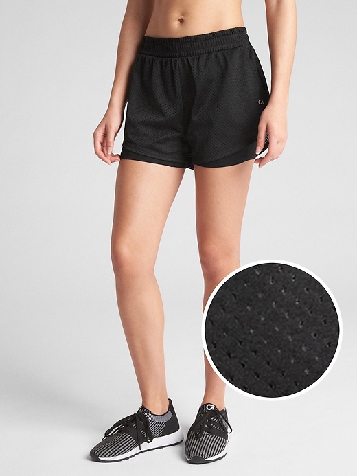 Image number 1 showing, GapFit 5" Perforated Double-Layer Shorts