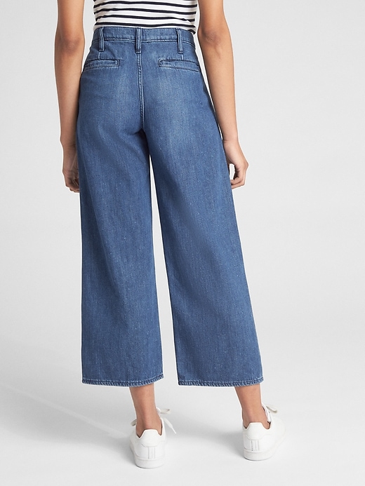 Image number 2 showing, High Rise Wide-Leg Crop Jeans