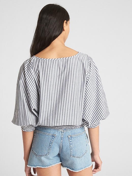 Image number 2 showing, Stripe Smocked Balloon Sleeve Top