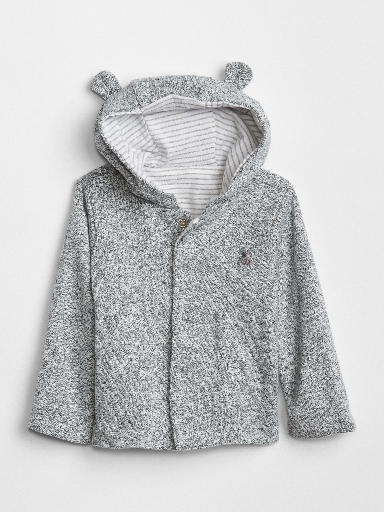 Gap Kids' Baby Favorite Reversible Bear Hoodie Sweatshirt In Gray