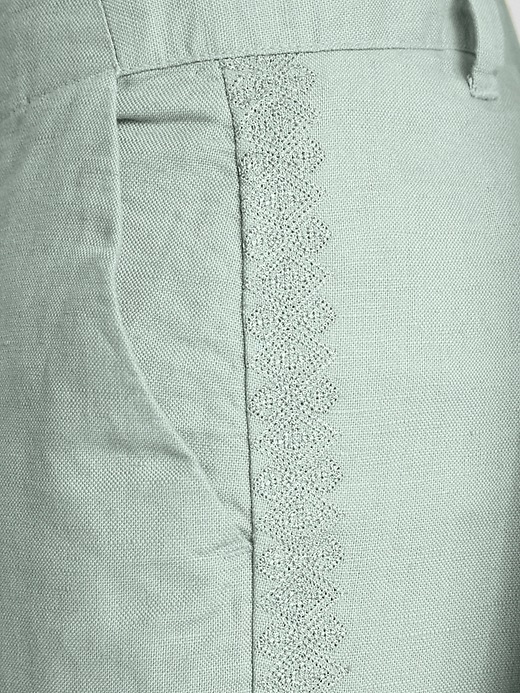 Image number 5 showing, Girlfriend Embroidered Stripe Chinos in Linen-Cotton