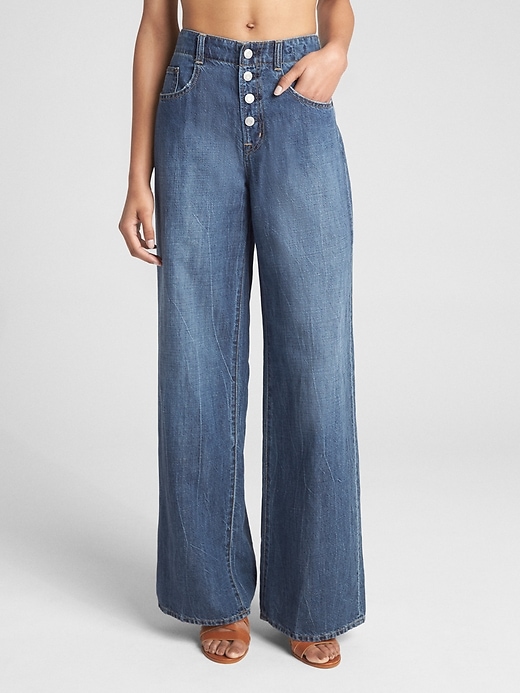 Image number 5 showing, Wearlight High Rise Wide-Leg Jeans with Button-Fly