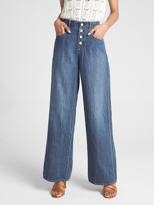 Image number 1 showing, Wearlight High Rise Wide-Leg Jeans with Button-Fly