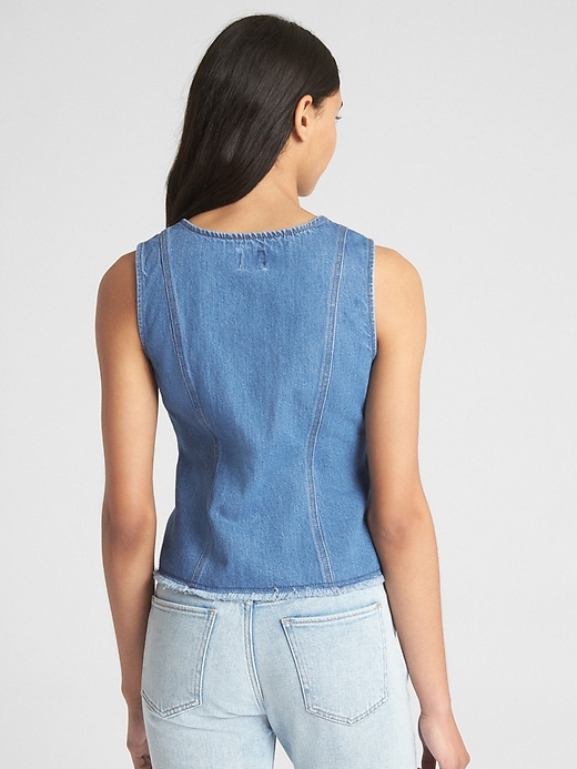 Image number 2 showing, Button-Front Denim Tank Top
