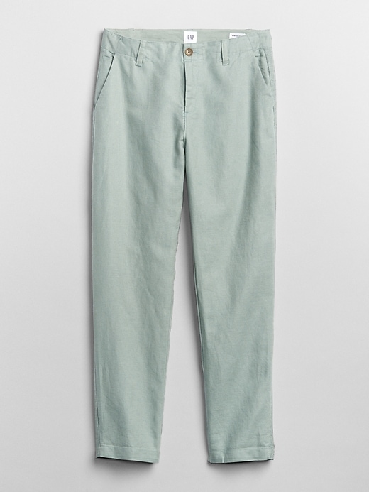 Image number 6 showing, Girlfriend Embroidered Stripe Chinos in Linen-Cotton