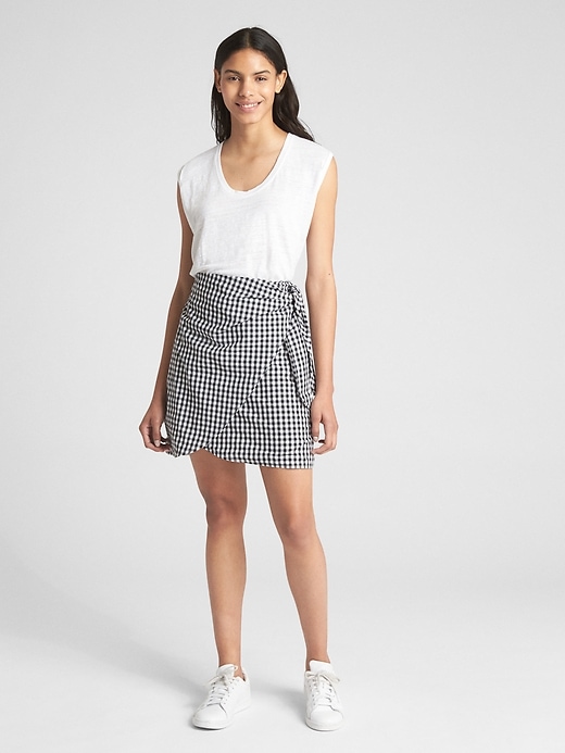 Image number 3 showing, Gingham Print Wrap Mini Skirt