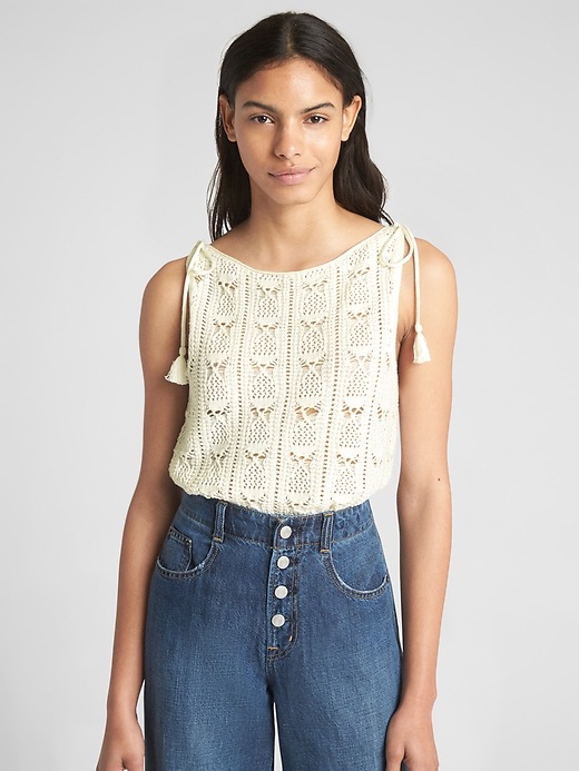Image number 7 showing, Crochet Tie-Strap Tank Top