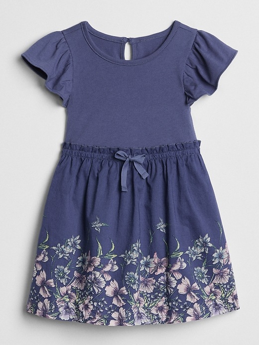 Image number 4 showing, Flutter Mix-Fabric Dress