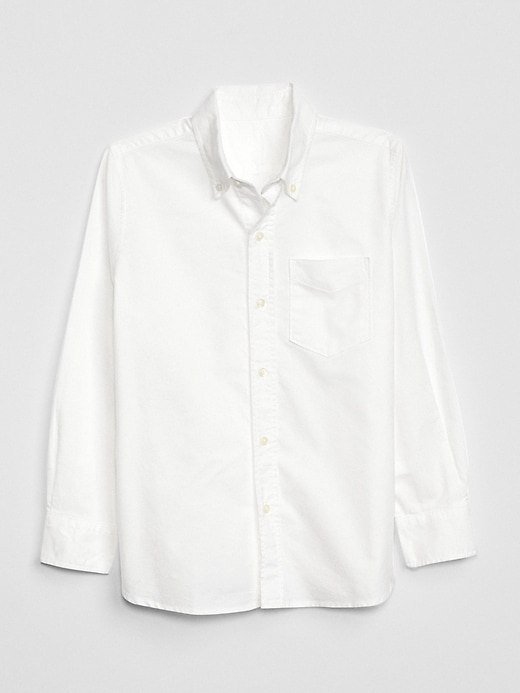 1 of 8 showing, with the color white of product Kids Uniform Oxford Long Sleeve Shirt