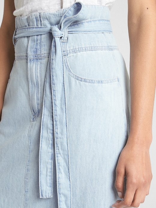Image number 5 showing, Denim Paper-Bag Waist Midi Skirt
