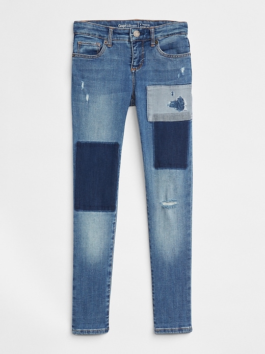Image number 1 showing, Kids Patchwork Super Skinny Jeans with Stretch