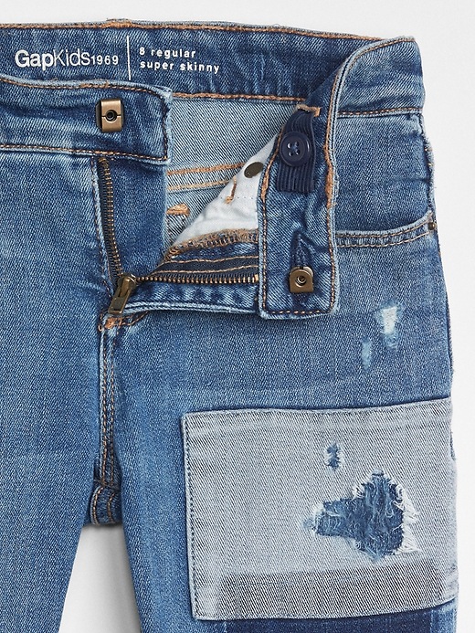Image number 4 showing, Kids Patchwork Super Skinny Jeans with Stretch