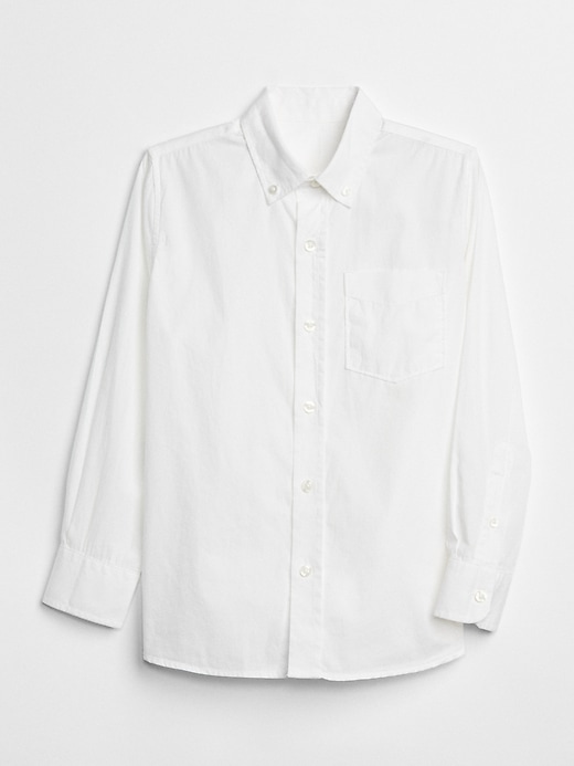 1 of 8 showing, with the color white of product Kids Uniform Poplin Long Sleeve Shirt