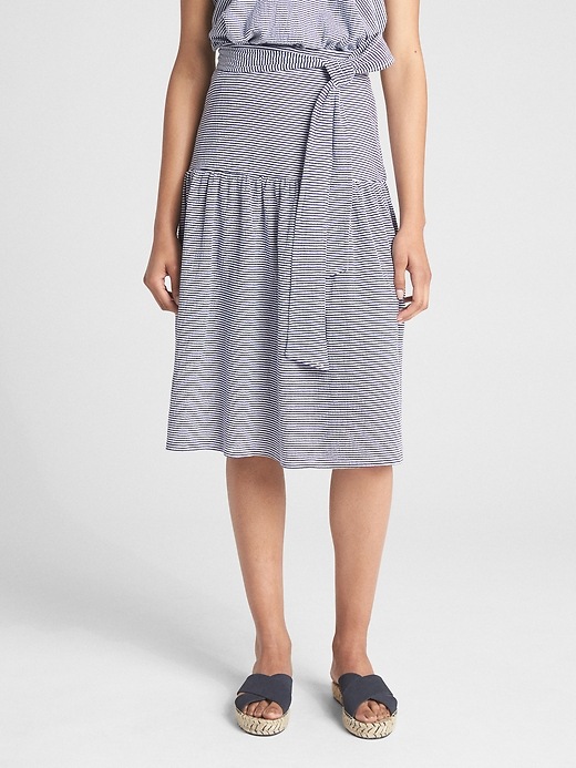 Image number 7 showing, Flounce Tie-Belt Midi Skirt