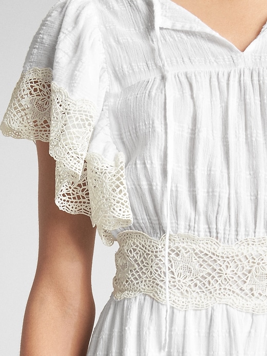 Image number 5 showing, Lace-Trim Flutter Sleeve Midi Dress