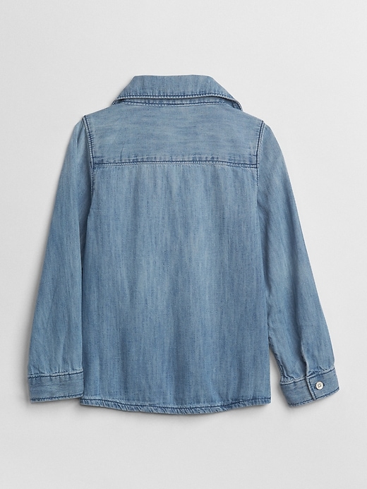 2 of 8 showing, with the color denim of product Toddler 1969 Light Chambray Shirt