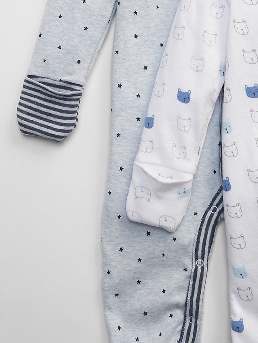 2 of 8 showing, with the color blue heather of product Baby First Favorite Bear Footed One-Piece (2-Pack)