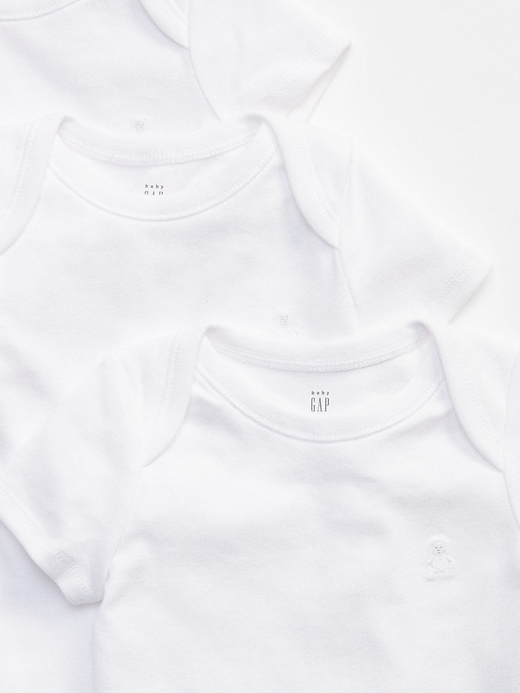 2 of 8 showing, with the color white of product Baby First Favorite Short Sleeve Bodysuit (3-Pack)