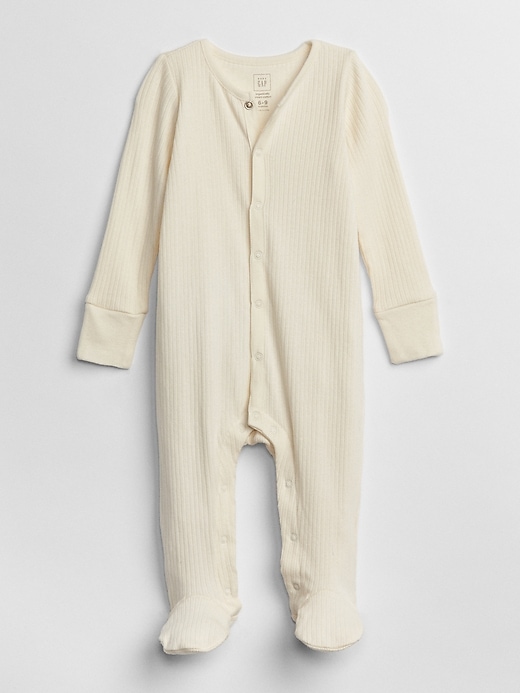 1 of 8 showing, with the color ivory frost of product Baby Organic Cotton Footed One-Piece