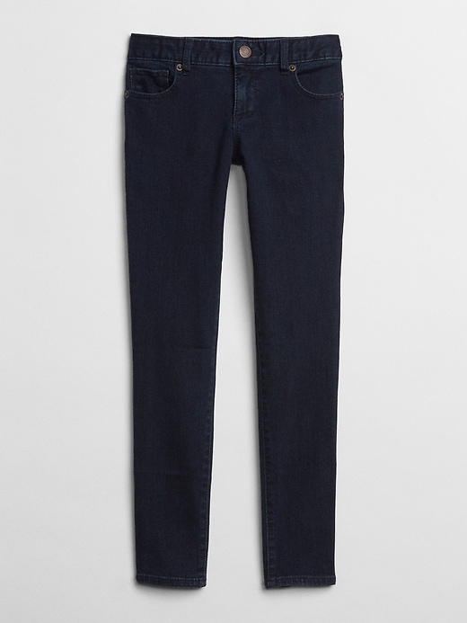 1 of 8 showing, with the color indigo denim of product Kids Super Skinny Jeans with Fantastiflex