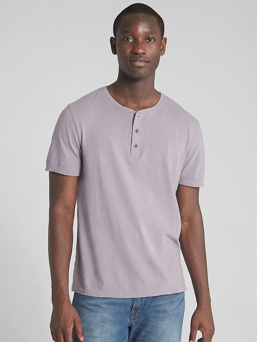 View large product image 1 of 1. Short Sleeve Henley in Linen