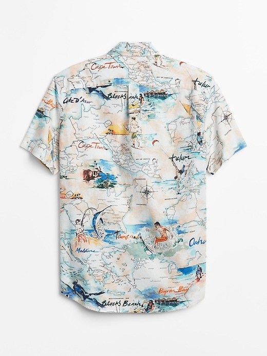 Image number 2 showing, Print Poplin Short Sleeve Shirt in Stretch