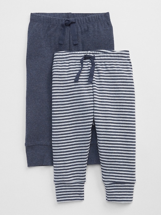 1 of 8 showing, with the color navy heather of product Baby First Favorite Stripe Knit Pants (2-Pack)