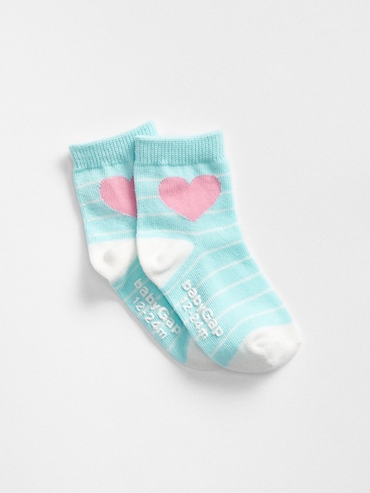 View large product image 1 of 1. Heart Stripe Crew Socks