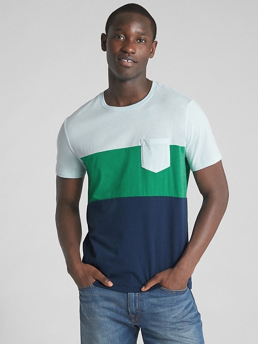 View large product image 1 of 1. Short Sleeve Colorblock Pocket T-Shirt